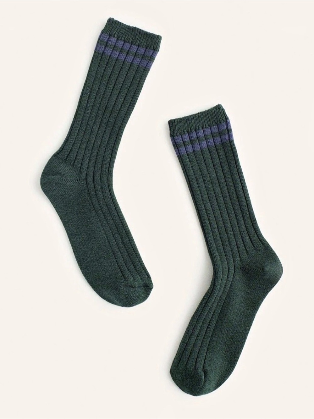 Madewell Contrast-Stripe Crew Socks in Evening Spruce / Green One Size